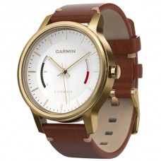 Спортивные часы с трекером активности Garmin VivoMove Premium (золотистые, стальной корпус, кожаный ремешок)